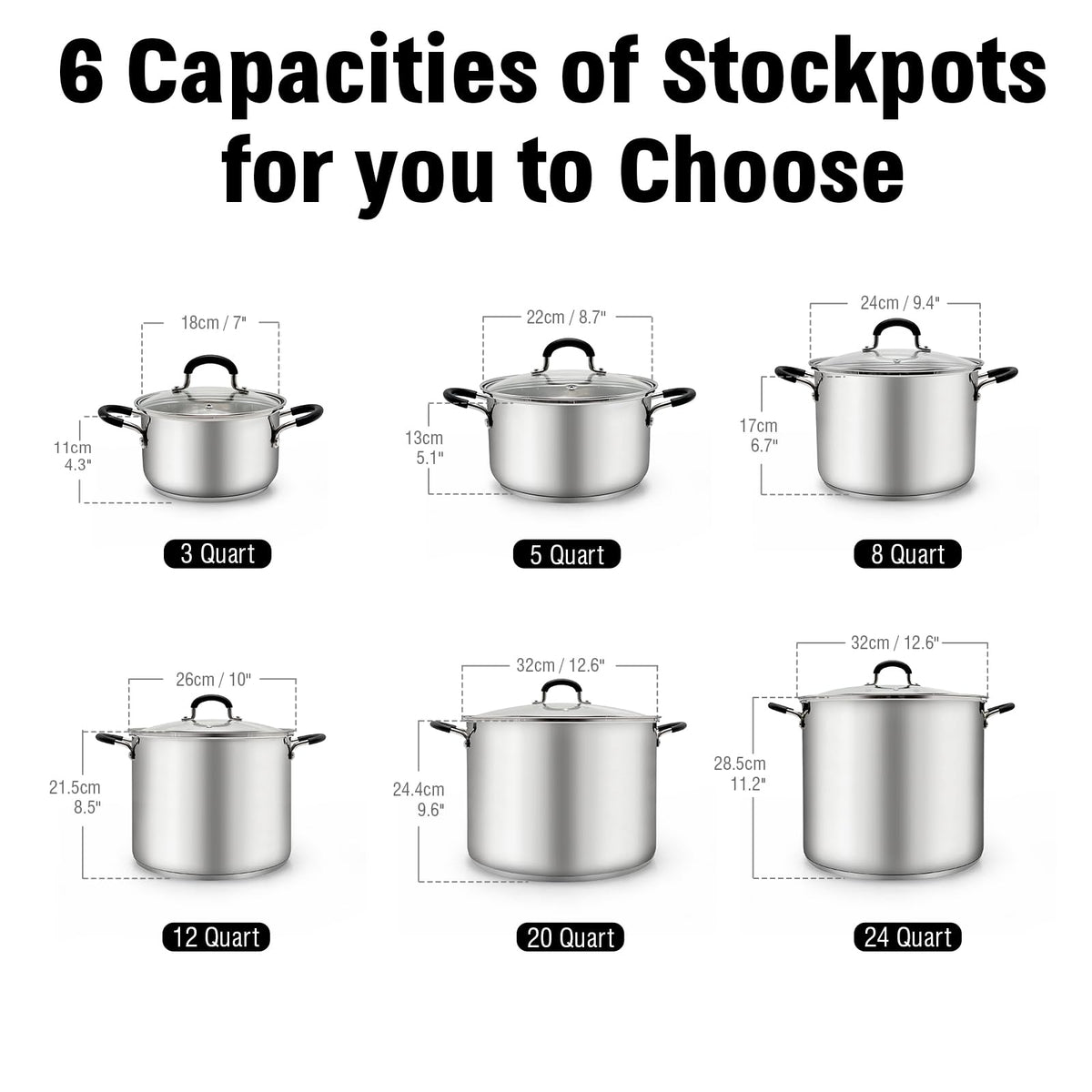 Cook N Home stockpot bottom with aluminum disc ensures uniform heat and quick simmering.