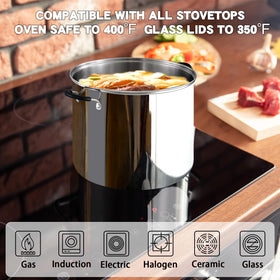 Cook N Home stockpot induction-compatible with gas, electric, and more.