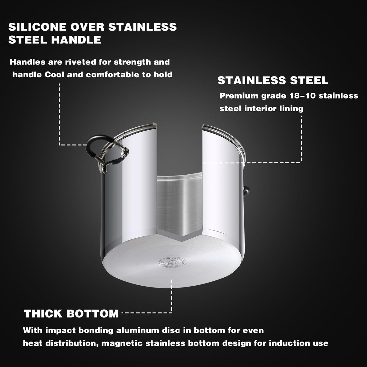 Cook N Home stockpot oven-safe up to 400°F for versatile cooking.