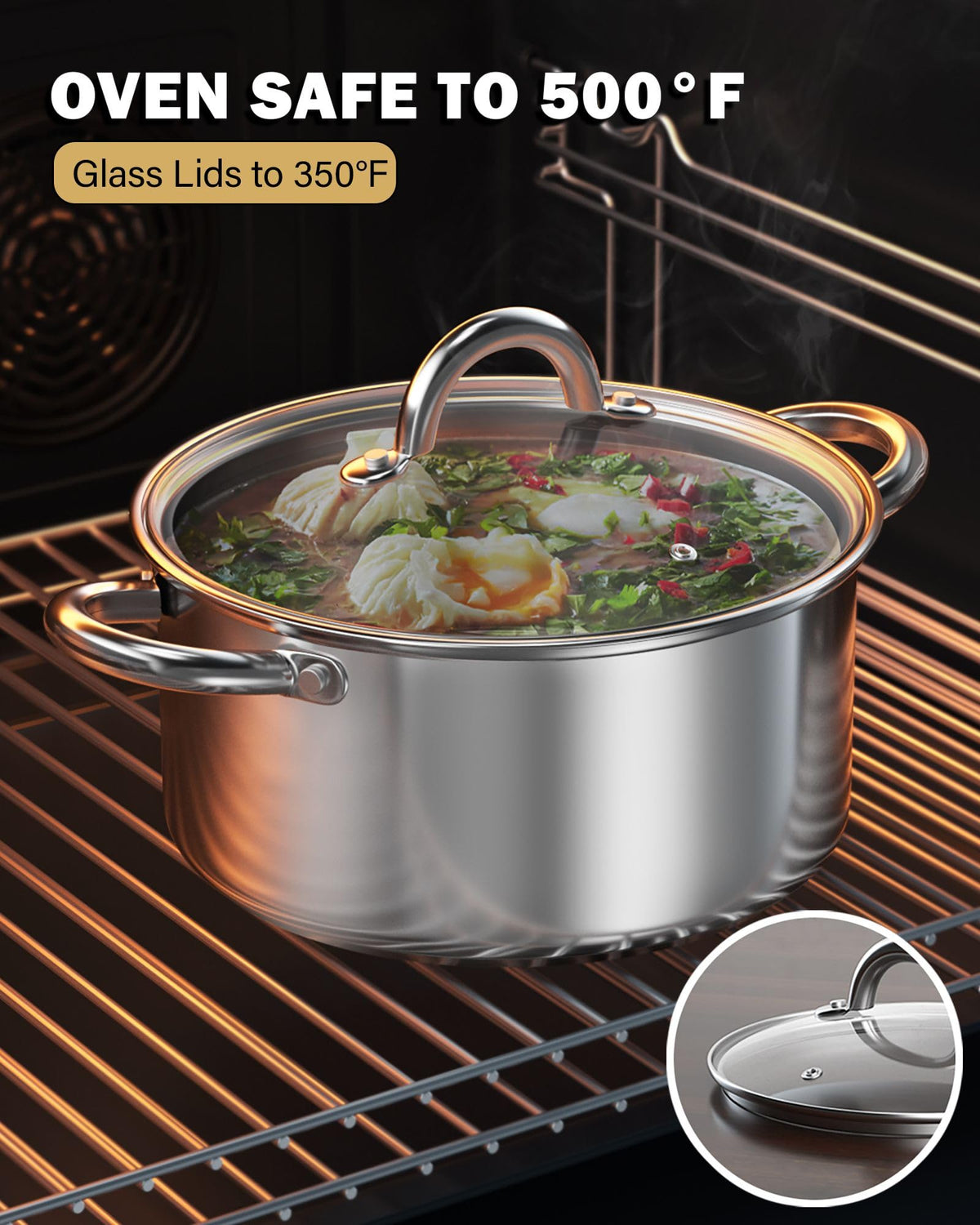 Cook N Home stockpot stackable for compact kitchen storage