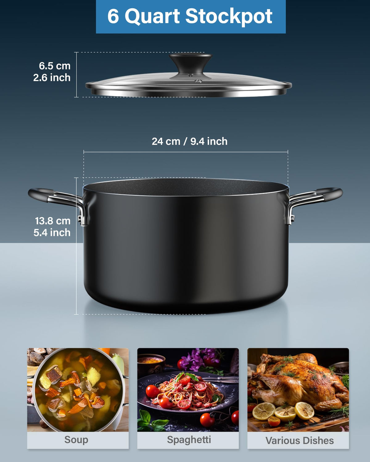 Cook N Home stockpot with stay-cool handles for safe, comfortable use