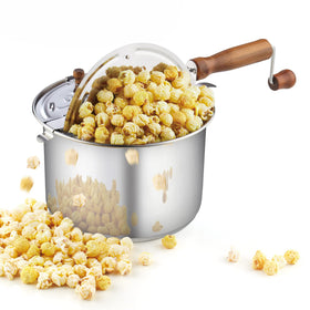 Cook N Home stovetop popcorn popper with crank for effortless stirring and even heat.