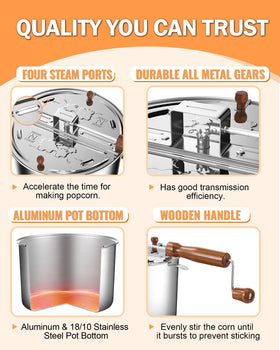 Cook N Home stainless steel popper delivers rapid, even heat for crispy kernels.