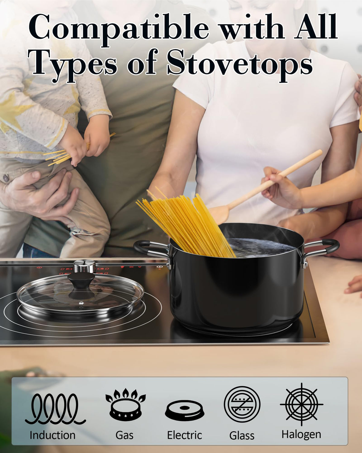 Cook N Home tempered glass lid with steam vent for easy monitoring