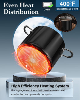 Cook N Home tempered glass lid with steam vent for clear monitoring.