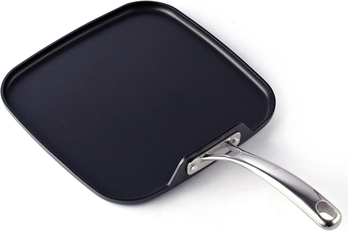 Cooks Standard nonstick square griddle 11x11 for easy food release during weeknight cooking.
