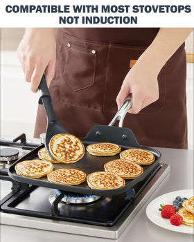 Cooks Standard stainless steel handle stays cool for comfortable, safe use.