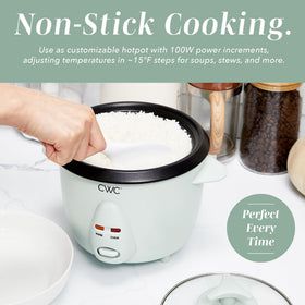 Cook With Color 0.6L capacity cooks 3 cups raw to 6 cups cooked rice.