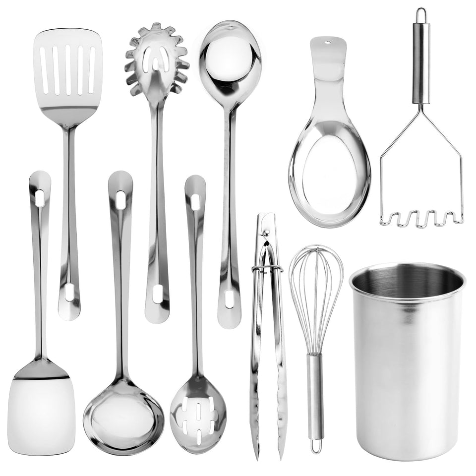 COOK WITH COLOR 10-piece utensil set shown for organized storage and easy access.