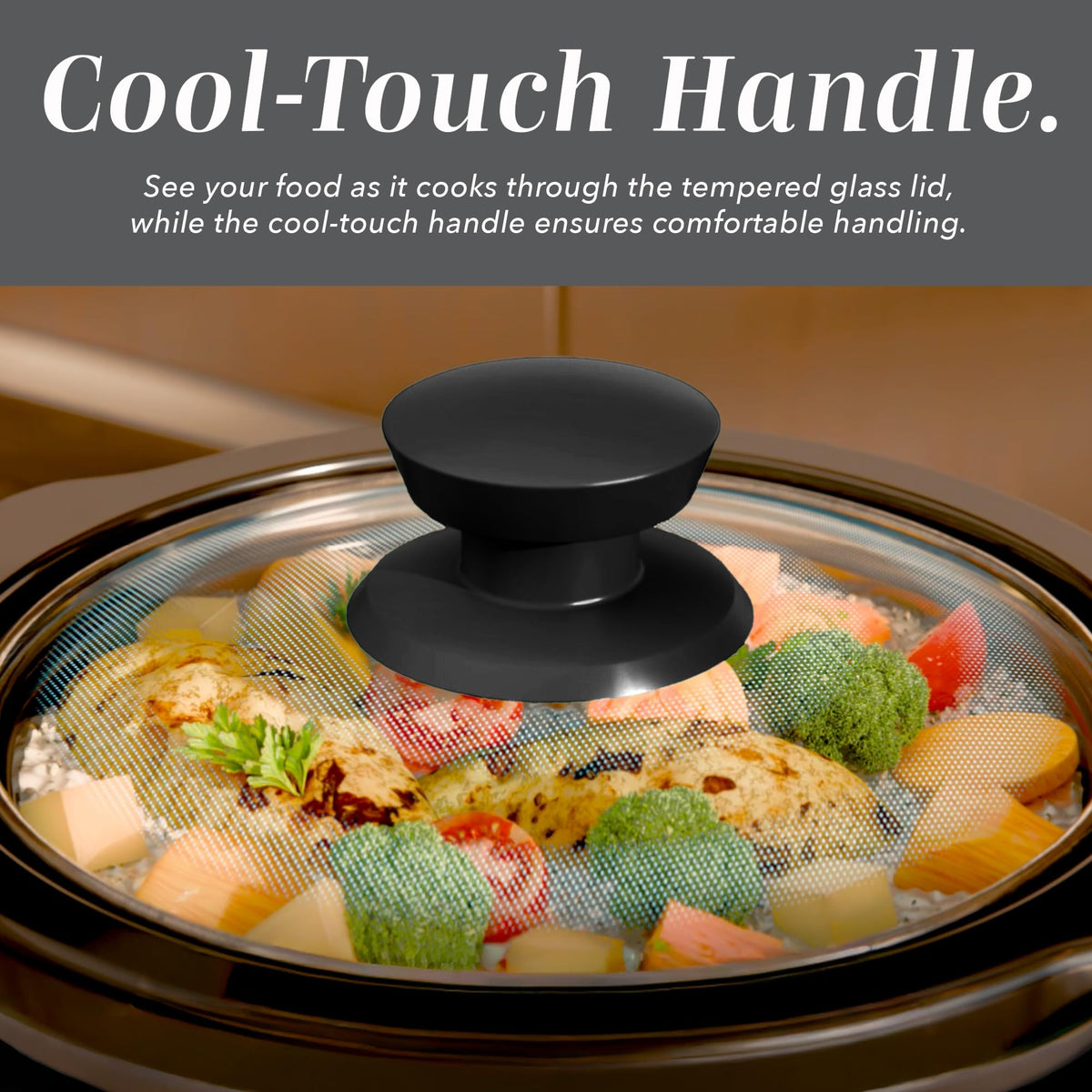 COOK WITH COLOR 2QT mini slow cooker compact design, fits small kitchens and busy days.