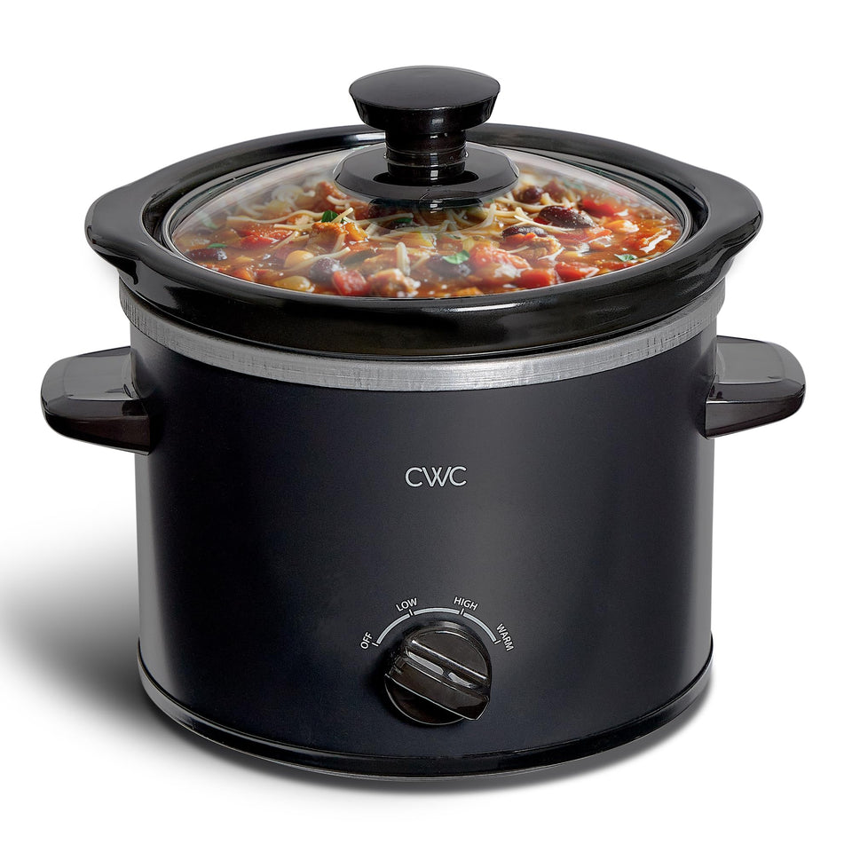 COOK WITH COLOR 2QT mini slow cooker front view, space-saving option for small kitchens.