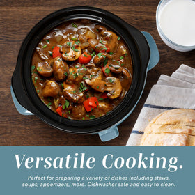 COOK WITH COLOR 2QT slate blue slow cooker ideal for dinners and snacks.