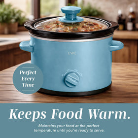 COOK WITH COLOR 2QT slow cooker dishwasher-safe stoneware and lid.