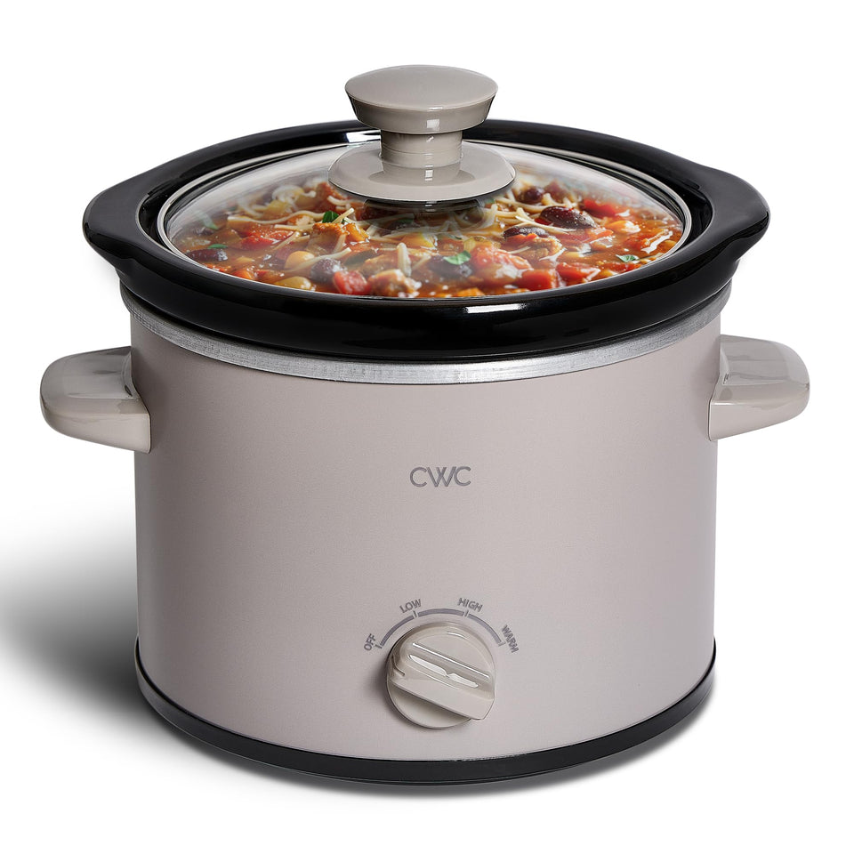 COOK WITH COLOR 2QT slow cooker front view ideal for single servings and small meals.