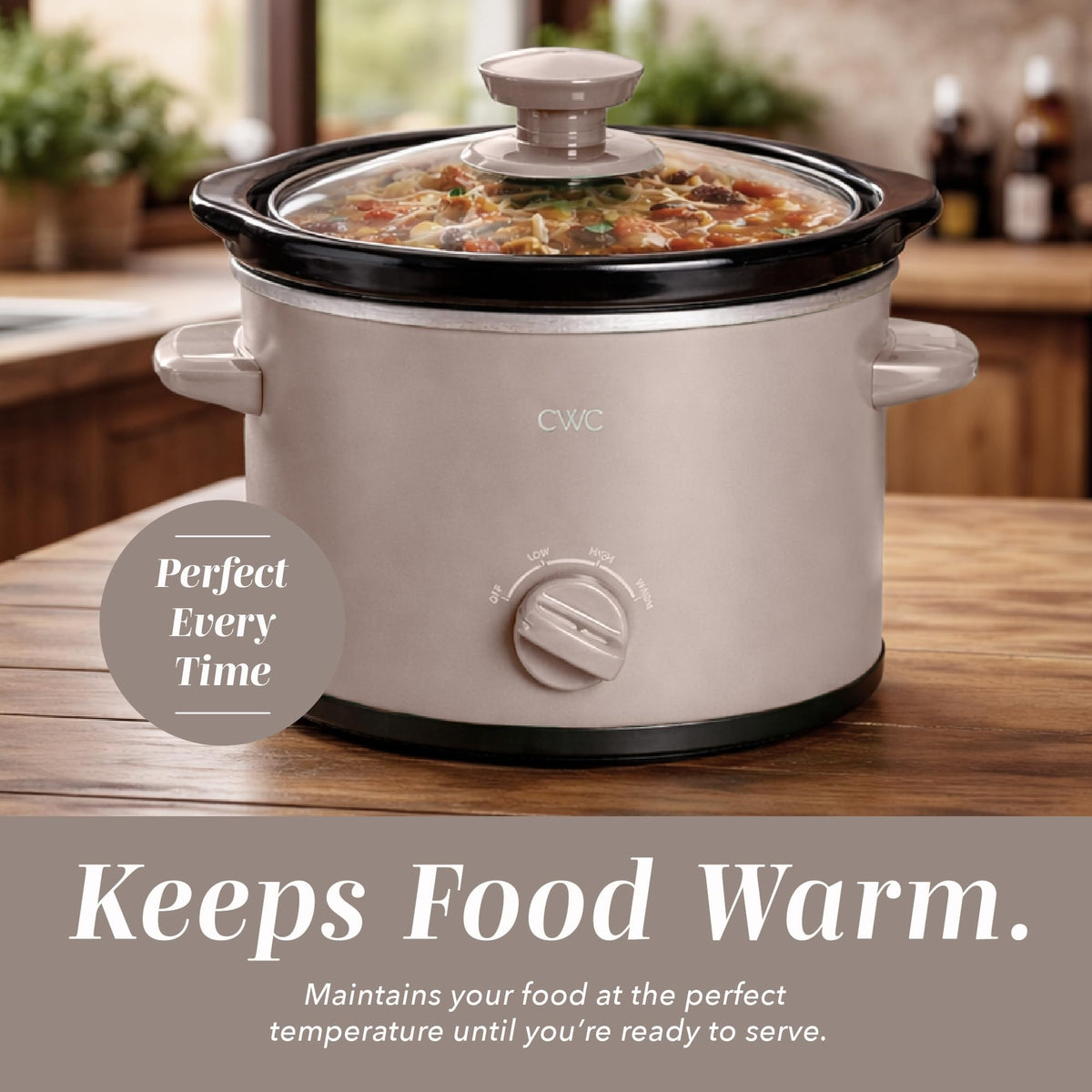 Compact 2-quart design fits small kitchens and apartment spaces.