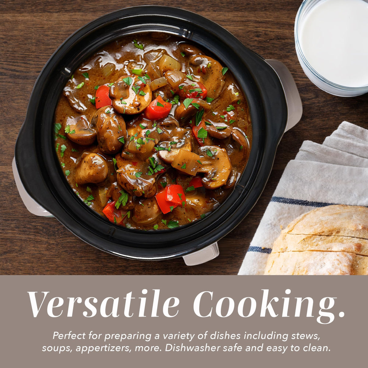 Energy-efficient 110W operation supports everyday meals with minimal power usage.