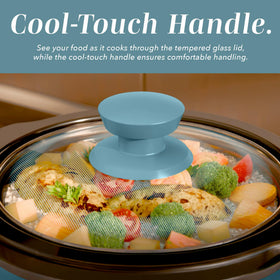 COOK WITH COLOR 2QT slow cooker energy-efficient design at 120V 110W.