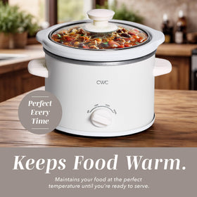 COOK WITH COLOR 2QT mini slow cooker stoneware pot and lid, dishwasher-safe for quick cleanup