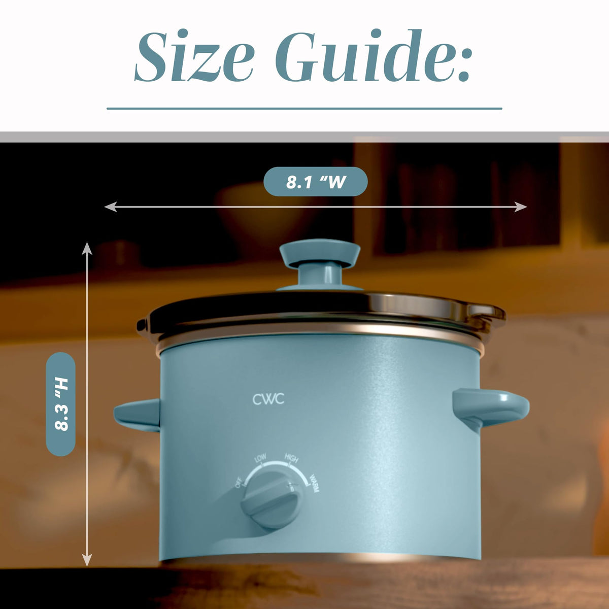 COOK WITH COLOR 2QT slow cooker tempered glass lid with cool-touch handle.
