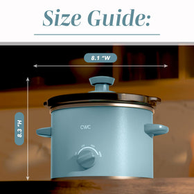 COOK WITH COLOR 2QT slow cooker tempered glass lid with cool-touch handle.