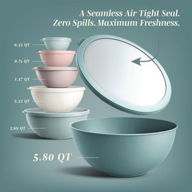 COOK WITH COLOR six bowls with lids for airtight on-the-go storage.