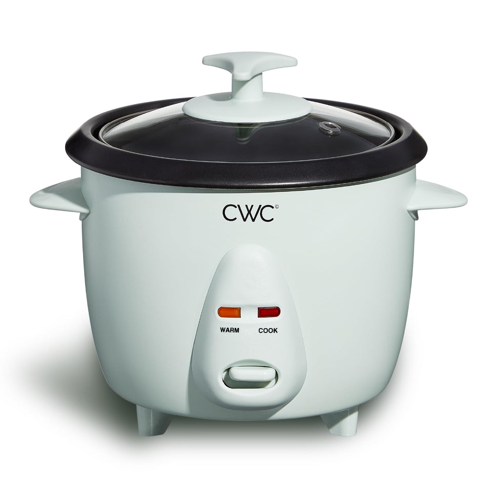 Cook With Color 6 Cup Rice Cooker front view showcases its compact, color-pop design.