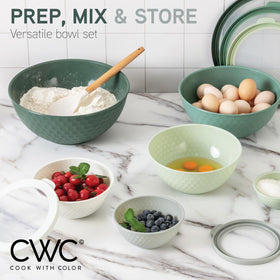 COOK WITH COLOR six prep bowls and lids demonstrating versatile meal prep