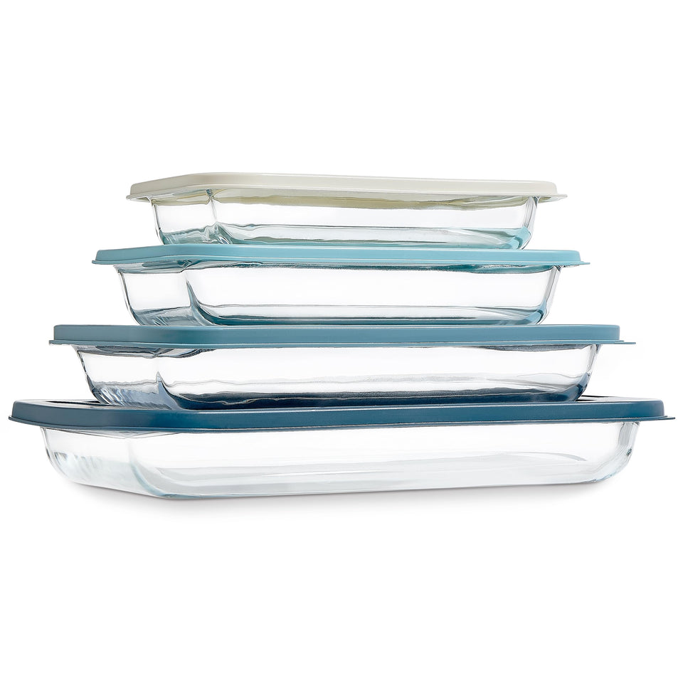 COOK WITH COLOR 8-piece deep glass baking dishes set for versatile cooking and storage.