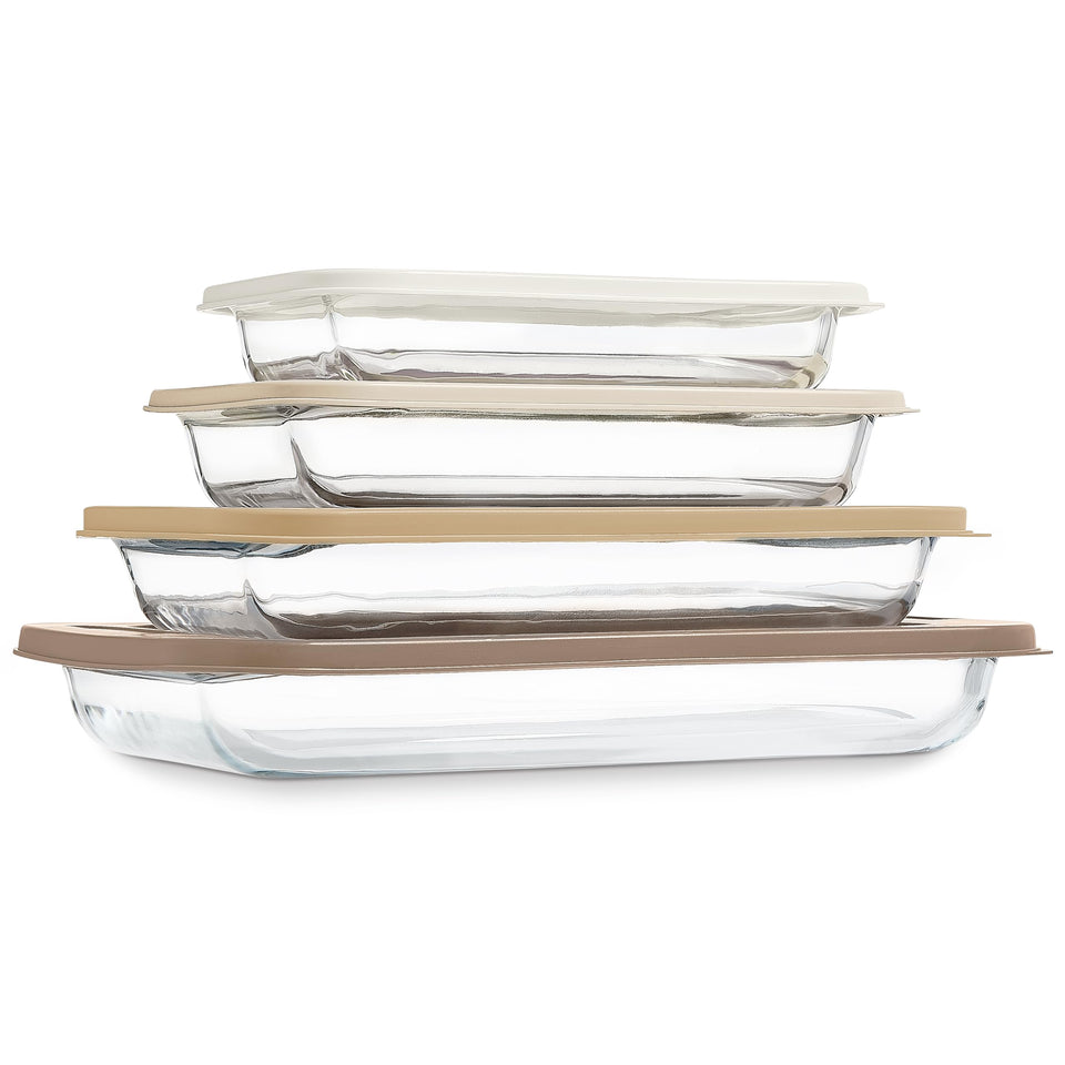 COOK WITH COLOR 8PC glass baking dishes set shown for versatile bake-to-table meals