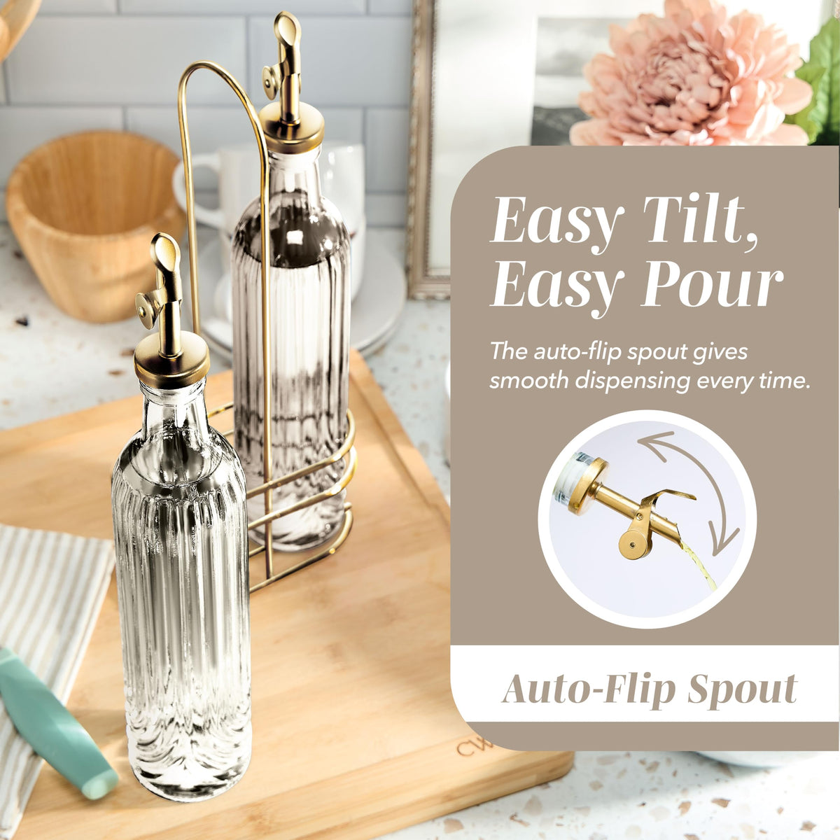 Auto flip spout ensures drip-free, precise pours for cooking with COOK WITH COLOR.