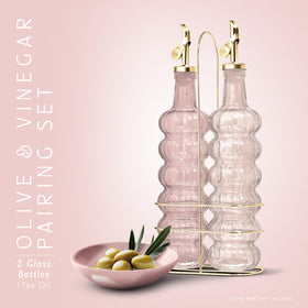 COOK WITH COLOR auto flip spout olive oil dispenser pink for drip-free pouring.