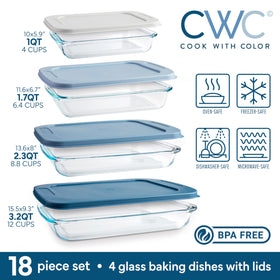 COOK WITH COLOR deep glass bakeware going from oven to table with ease.