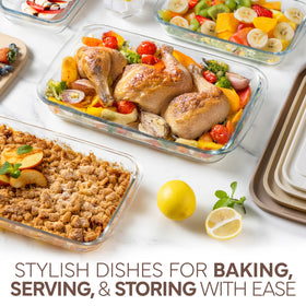 COOK WITH COLOR borosilicate glass shown safe for microwave and oven use