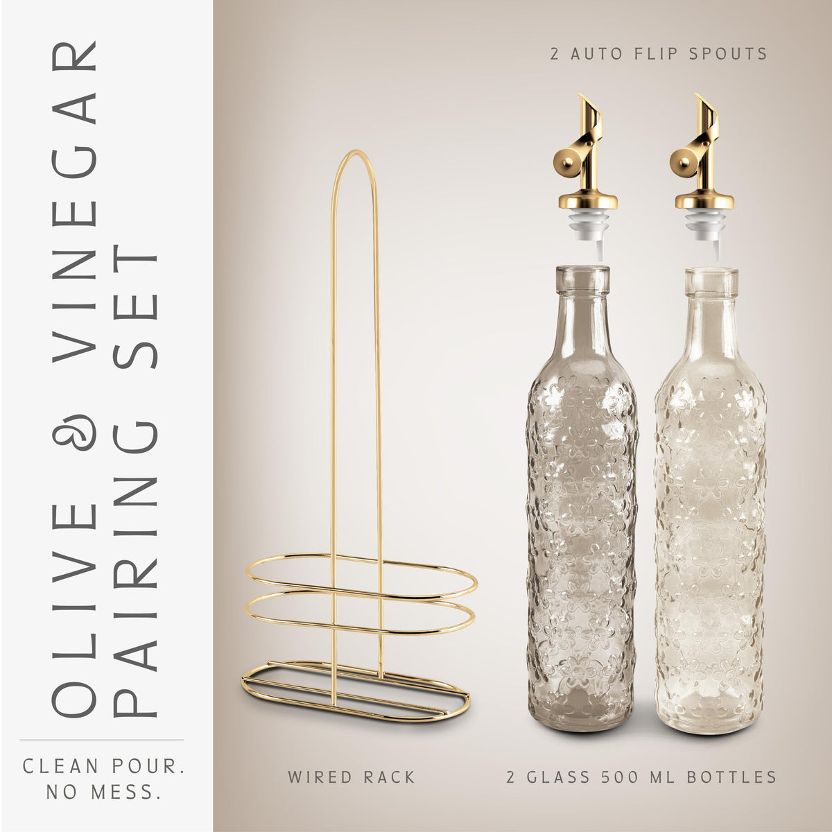 COOK WITH COLOR gold tops and rack add elegant organization.