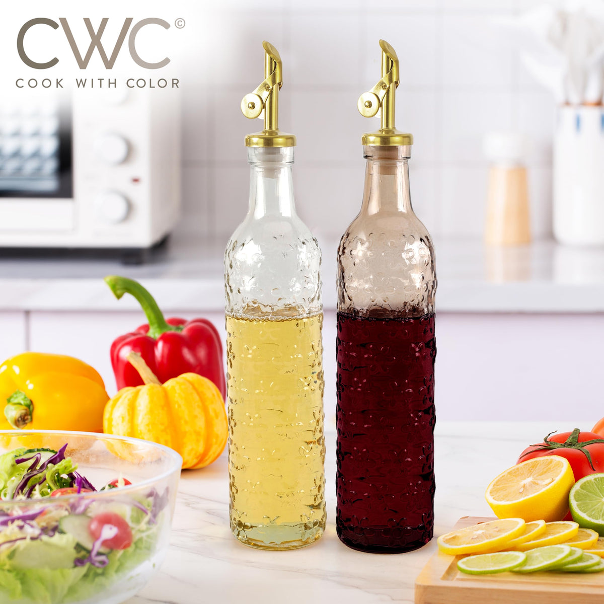 COOK WITH COLOR two-pack set saves counter space and clutter.