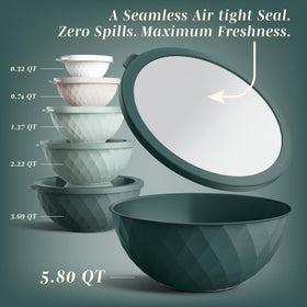 COOK WITH COLOR bowls stacked in nesting arrangement for compact storage.