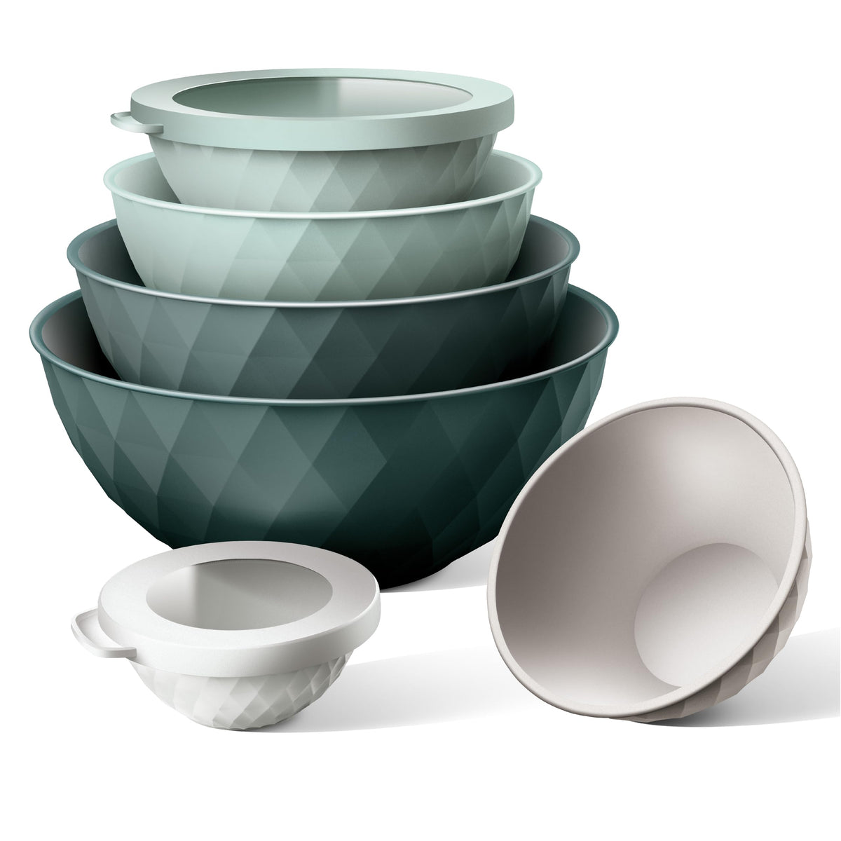 COOK WITH COLOR lids shown for secure transport and storage.