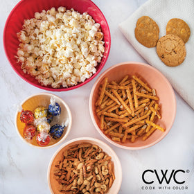 Cook with Color BPA-free dishwasher-safe bowls for safe cleanup.