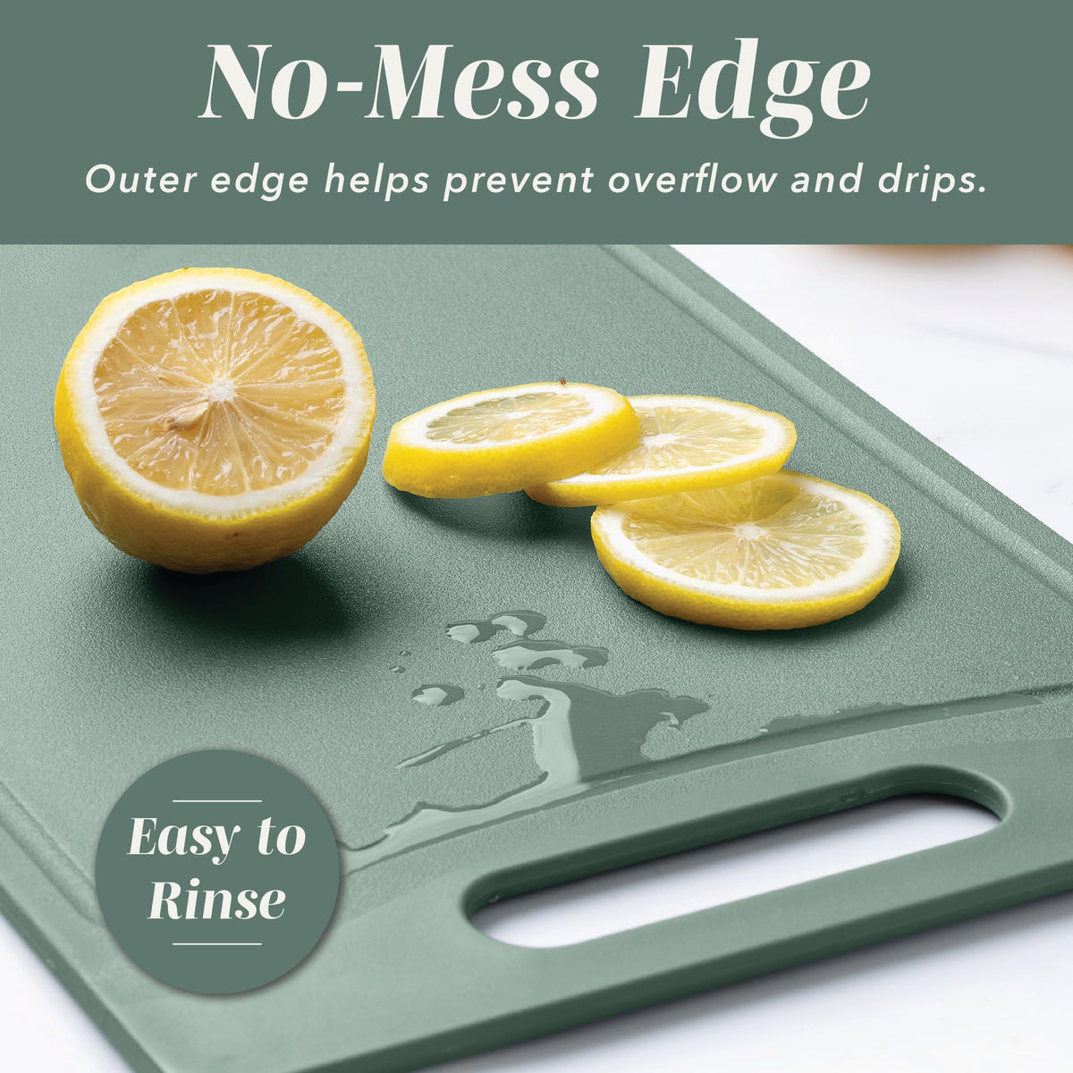 Cook With Color small 9.5-inch mint cutting board for fruit prep.