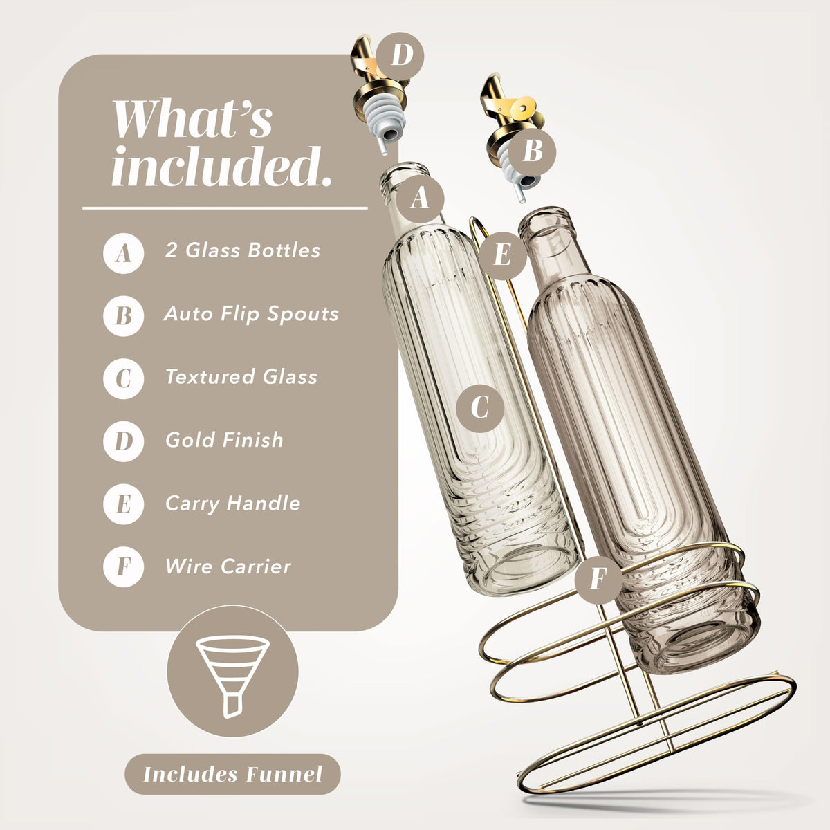 COOK WITH COLOR fluted brown glass carafe for elegant, controlled drizzle.