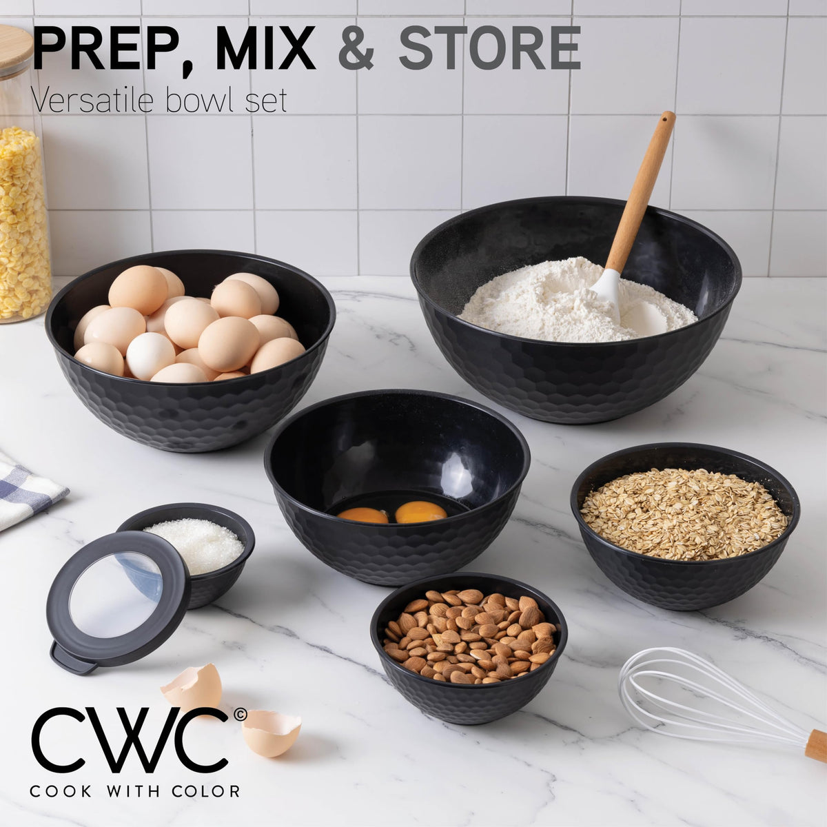 COOK WITH COLOR leak-free lids for on-the-go meal organization.