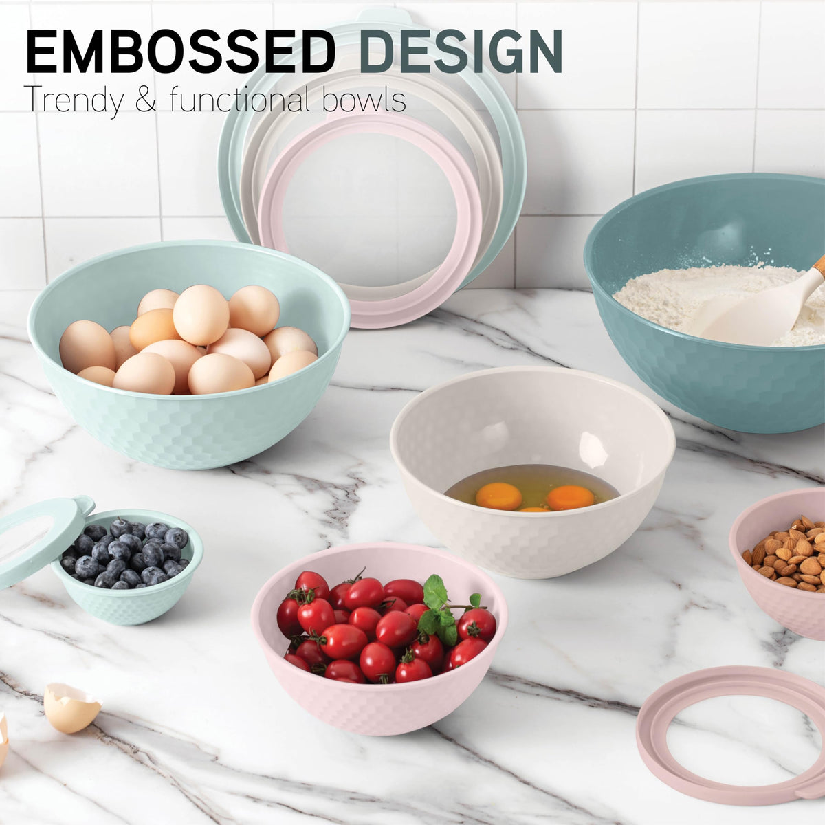 COOK WITH COLOR freezer-safe bowls for batch storage