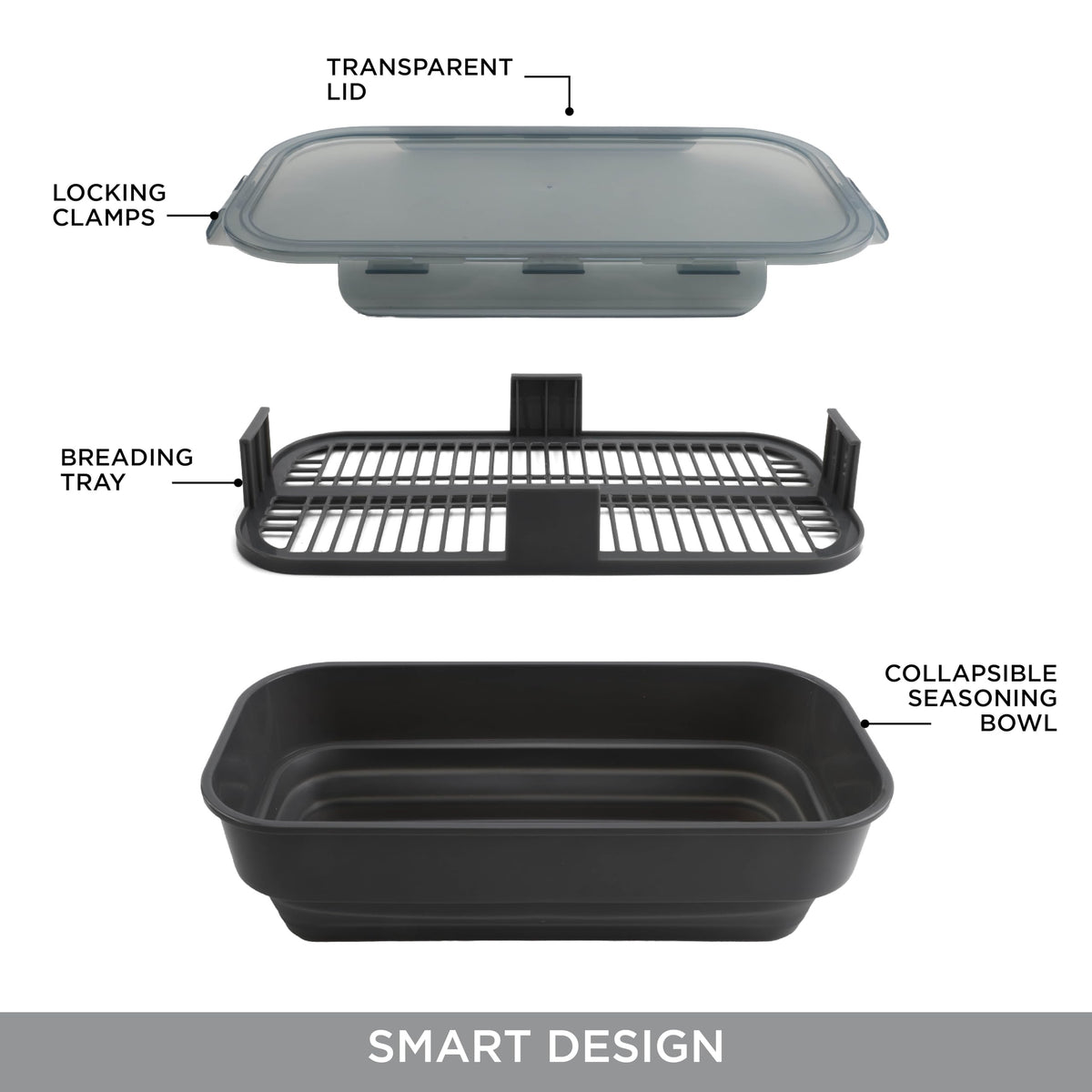 Cook With Color fry prep setup helps reduce kitchen mess.