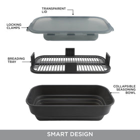 Cook With Color fry prep setup helps reduce kitchen mess.