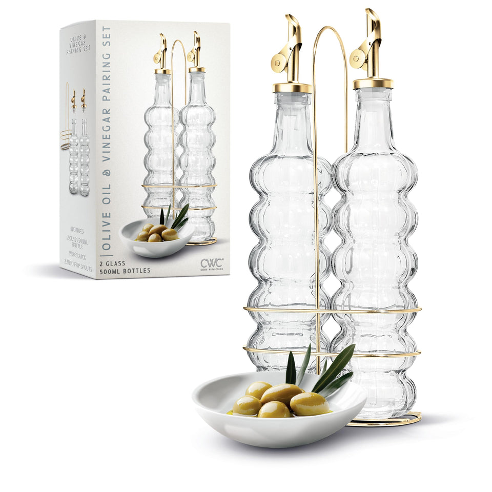 Cook With Color glass olive oil dispenser 2-pack for precise, mess-free pouring