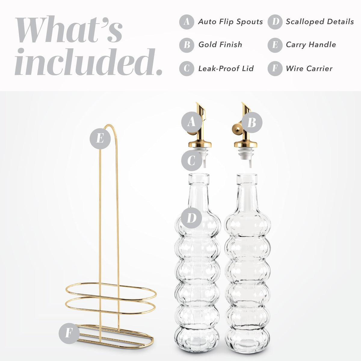 Cook With Color gold-top olive oil dispenser adds elegance and controlled pouring