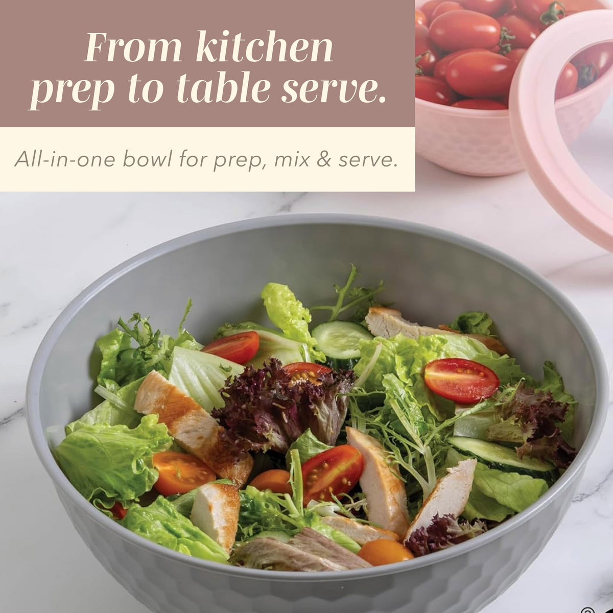COOK WITH COLOR grey-pink diamond design bowls for colorful kitchen prep