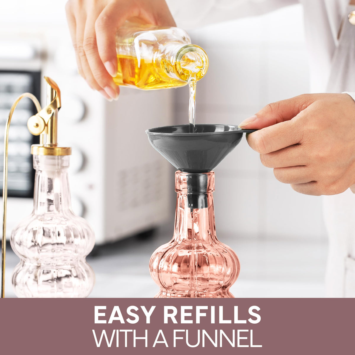 COOK WITH COLOR kitchen decanter glass olive oil pink waves for elegant serving.