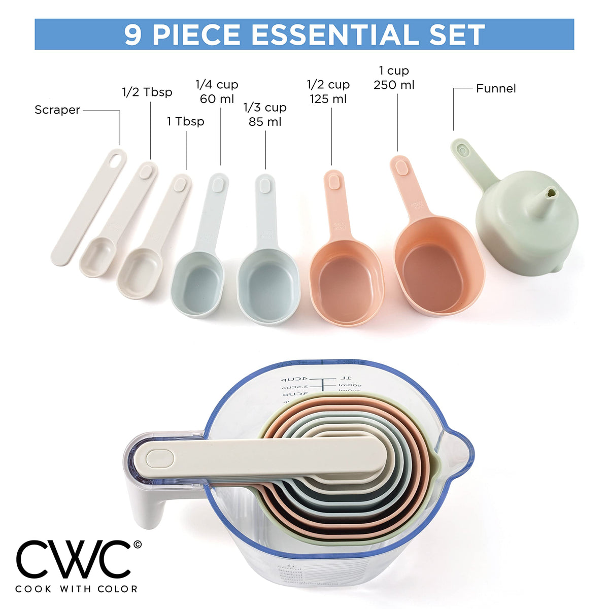 COOK WITH COLOR pastel liquid cup up to 4 cups for smooth pouring