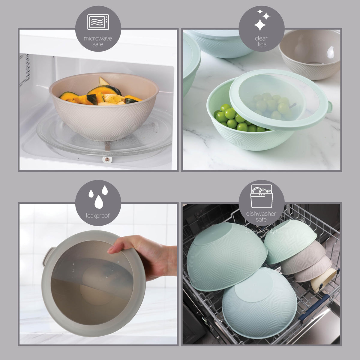 COOK WITH COLOR microwave-safe mixing bowls for quick prep